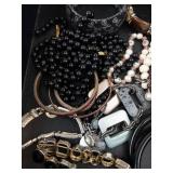 Assorted Costume Jewelry Bracelets & Bangles Lot - Beaded, Pearl & Wood Accents