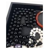 Bead Jewelry Lot - Pearl & Amethyst Beads, Purple Glass Beads, Gold Chains