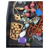 Assorted Costume Jewelry Lot - Pearl, Turquoise Cabochon, Amber Beads & Charms