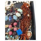 Assorted Costume Jewelry Lot - Pearl, Turquoise Cabochon, Amber Beads & Charms