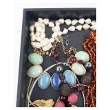 Assorted Costume Jewelry Lot - Pearl, Turquoise Cabochon, Amber Beads & Charms