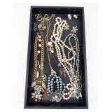 Costume Jewelry Lot - Pearl & Bead Necklaces, Bracelets, Earrings, Eiffel Tower Pendant