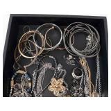 Assorted Jewelry Lot - Necklaces, Bracelets & Rings in Tray