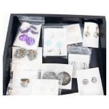 Assorted Fashion Jewelry Lot - Earrings, Rings, Brooches & Pins