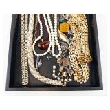 Assorted Costume Jewelry Lot - Pearl Necklaces, Gold Chains & Charms