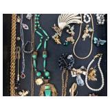 Assorted Costume Jewelry Lot - Necklaces, Bracelets, Pins, Brooches & Pearls