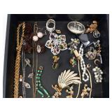 Assorted Costume Jewelry Lot - Necklaces, Bracelets, Pins, Brooches & Pearls