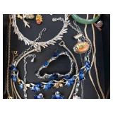 Assorted Jewelry Lot - Necklaces, Bracelets, Rings, Earrings, Brooches in Tray