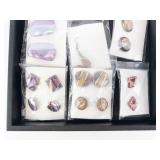 WAMPUM Shell Bead Jewelry Lot - Pendant, Earrings, Cabochons & Studs