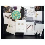 Assorted Costume Jewelry Lot - Earrings, Rings, Bracelets, Pendants