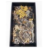 Assorted Costume Jewelry Lot - Pearls, Chains, Rings, Earrings, Brooches