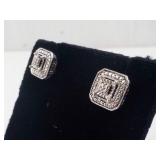Diamond Sterling Stud Earrings - 925