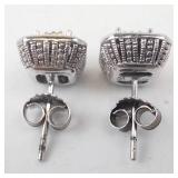 Diamond Sterling Stud Earrings - 925