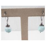 Larimar Sterling Silver Earrings - Bead Drop Pair