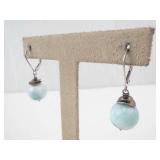 Larimar Sterling Silver Earrings - Bead Drop Pair
