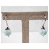 Larimar Sterling Silver Earrings - Bead Drop Pair
