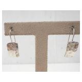 Sterling Silver Hammered Rectangular Dangle Earrings