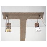 Sterling Silver Hammered Rectangular Dangle Earrings