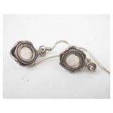 Moonstone & Emerald Green Sterling Silver Drop Earrings - Set of 4