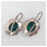 Moonstone & Emerald Green Sterling Silver Drop Earrings - Set of 4