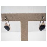 Sterling England Teardrop Onyx Earrings (Lot of 2)