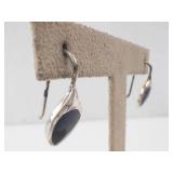 Sterling England Teardrop Onyx Earrings (Lot of 2)