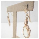 Gold-Tone Wire-Wrapped Teardrop Earrings - Pair