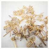 Gold Tone Princess-Cut Cubic Zirconia Stud Earrings - Bulk Assortment