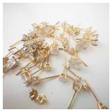 Gold Tone Princess-Cut Cubic Zirconia Stud Earrings - Bulk Assortment