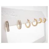 Hoop Earrings - Vermeil CZ Stones - Mixed Styles (Lot of 6)