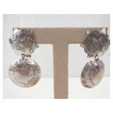 Sterling Silver Mexico Earrings - TS-79 Star Top & Dangle Disc (Pair)