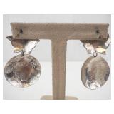 Sterling Silver Mexico Earrings - TS-79 Star Top & Dangle Disc (Pair)