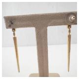 Nine West Cross Drop Earrings - Gold Tone Long Bar Dangle