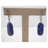 Cobalt Blue Glass Drop Earrings - Indigo Teardrops, Brass Findings