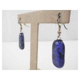Cobalt Blue Glass Drop Earrings - Indigo Teardrops, Brass Findings