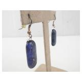 Cobalt Blue Glass Drop Earrings - Indigo Teardrops, Brass Findings