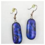 Cobalt Blue Glass Drop Earrings - Indigo Teardrops, Brass Findings