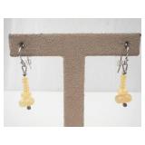 Opal Bead Earrings - Yellow Opals, Dangle Pair