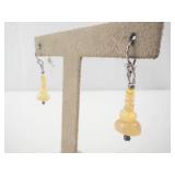 Opal Bead Earrings - Yellow Opals, Dangle Pair
