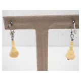 Opal Bead Earrings - Yellow Opals, Dangle Pair