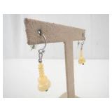 Opal Bead Earrings - Yellow Opals, Dangle Pair