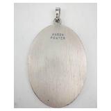 Anson Pewter Oval Pendant - Bas-Relief Figure