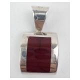 Sterling Silver Red Jasper Pendant - Mexico 925