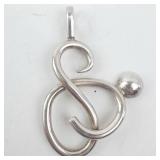 Sterling Silver S-Shaped Pendant - 1.5 in long - 5.7 g - 925