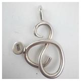 Sterling Silver S-Shaped Pendant - 1.5 in long - 5.7 g - 925