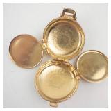 Gold Tone Engraved Locket Pendant - Vintage Necklace Jewelry