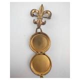 Gold Tone Fleur-de-Lis Locket Pendant - Dual-Chamber Pocket Case