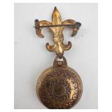 Gold Tone Fleur-de-Lis Locket Pendant - Dual-Chamber Pocket Case