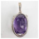 Amethyst Emerald-Cut Pendant - Silver-Tone Setting