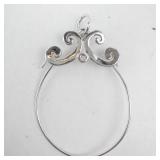 Silver-Tone Filigree Crown Loop Ring Holder Pendant
